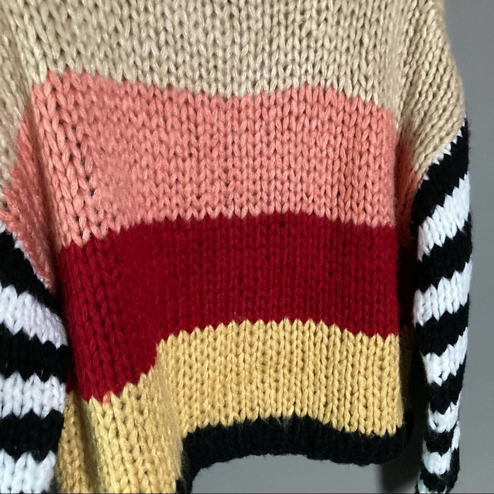 Blank NYC sweater mixed messages boatneck stripe colorblock knitted small - Picture 5 of 8